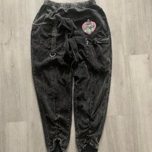 Acid Wash Black Bondage Jeans